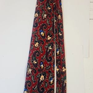 Disney Tie Vintage Burgundy Red Paisley Mickey, Goofy, Donald and Pluto